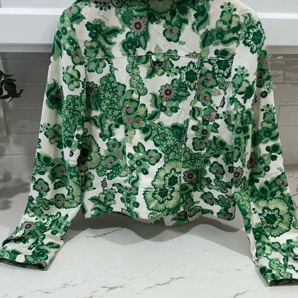 Burberry London linen jacket green floral GUC size 6 - Picture 8 of 8